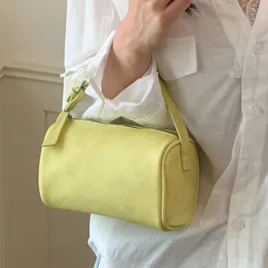 Bolso de almohada cilíndrico verde elegante para mujer, bolso cruzado y de mano de verano.