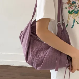 Purple canvas shoulder bag casual large capacity tote bag for women daily commute