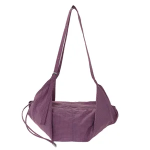 Purple Plaid Crossbody Bag Women Casual Shoulder Bag Large Capacity Daily Commute