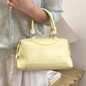 Schicke gelbe Boston Handtasche für Damen, stilvolle PU Leder Henkeltasche, Alltagstasche.
