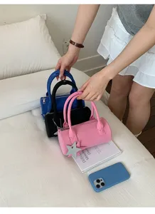 Stylish cylindrical shoulder bag for women, trendy solid color handbag with top handle for daily use.