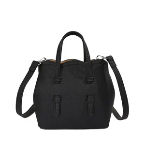 Schwarze Leder Eimer Tasche für Damen stilvolle Henkeltasche vielseitige Umhängetasche.