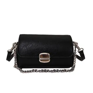 Donna borsa tracolla catena nera estate nuovo moda versatile mini quadrata borsa chic