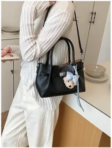 Chic bolso de mano negro para mujer elegante bolso de hombro tote bag con colgante verano.