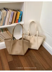 Sac cabas fourre-tout minimaliste en cuir PU, grand sac à main bandoulière quotidien.