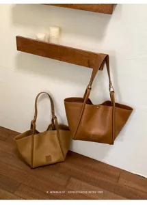 Sac cabas fourre-tout en cuir grand format minimaliste sac porté épaule élégant pour femme