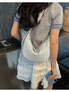 Bolso dumpling de estilo dulce francés, bolso cruzado de hombro de moda casual para mujer.