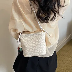 Sac seau tisse pour femmes elegante sacoche bandouliere mode decontractee quotidienne