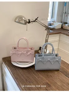 Borsa a mano elegante da donna con fiocco in ecopelle borsa a spalla tracolla casual