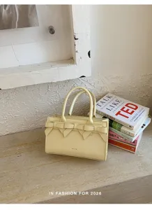 Chic borsa a mano con fiocco donna estate elegante tracolla tote bag in pelle PU retrò.