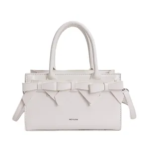 Borsa a mano da donna bianca borsa a tracolla con elegante design a fiocco casual