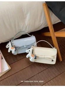 Elegante bolso de hombro para mujer con lazo y dije de caballo bolso de moda para diario