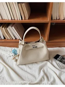 Versatile vintage women leather handbag large capacity elegant top handle tote bag casual shoulder.