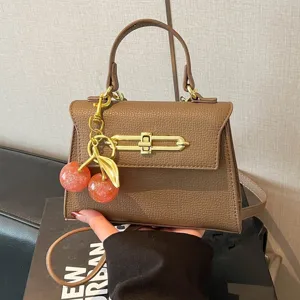 Elegante PU Leder Einfarbig Nähte Schloss Kleine Umhängetasche Für Damen Klassische Urban Schultertasche Pendler Quadratische Handtasche