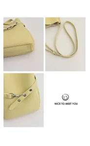 Femme Jaune PU Cuir Sac Seau Bandoulière Mode Casual Quotidien Élégant Élégant Sac Main