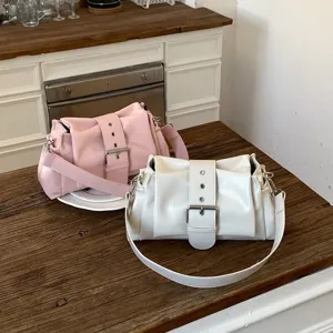 Damen Minimalistisch PU Leder Unterarmtasche Elegante Einfarbige Schultertasche Klassische Schnalle Riemen Umhängetasche Eckige Tasche Für Elegantes Tägliches Outfit