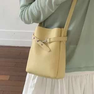 Sac seau jaune pour femme bandouliere en cuir PU sac a main de epaule decontracte mode