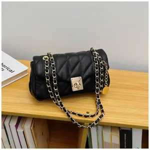Elegante borsa a tracolla trapuntata donna chic borsa a spalla nera design classico moda