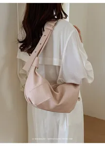 Damen trendige rosa Schulter Dumpling Tasche, stylische minimalistische Umhängetasche.
