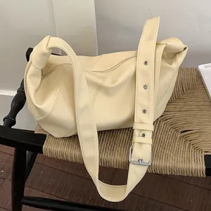 Modische gelbe Umhängetasche für Damen, stilvolle PU-Leder Hobo Beutel Handtasche mit breitem Gurt.