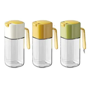 Bottiglia d'olio in vetro da 500ml per cucina, dispenser di condimento con coperchio automatico