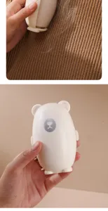 Portable cute bear washable lint roller for clothes pet hair removal sticky brush tool