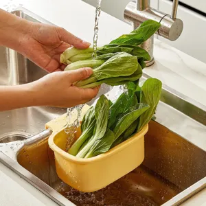 Organisateur d'Évier de Cuisine en Plastique Support à Éponge Suspendu Panier d'Égouttement Réglable pour Robinet de Cuisine