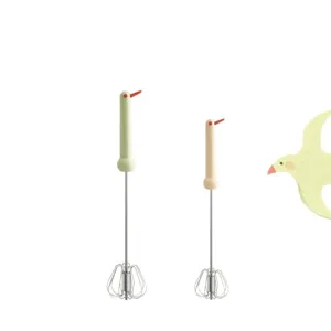 Frusta Semiautomatico in Acciaio Inossidabile Pressa Manuale Sbattitore per Uova Manico Creativo a Forma di Uccello Utensile da Cucina
