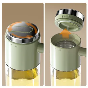 Edelstahl Glas Oelflasche fuer diekueche, 500ml automatischer Schwerkraft Oelspender Behaelter.
