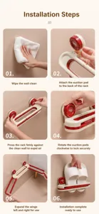 Vue détaillée montrant les instructions d'installation du porte-pantoufles pliable.