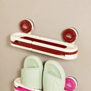 Porte-chaussures pliable 3 en 1 à ventouse organisateur mural pour salle de bain