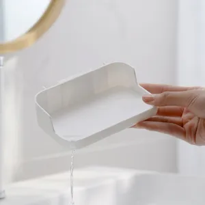 Porte-savon mural avec drainage, étagère de rangement de salle de bain en plastique blanc pratique.
