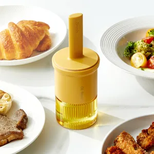 Household silicone oil brush bottle with glass container for kitchen cooking and outdoor BBQ use.