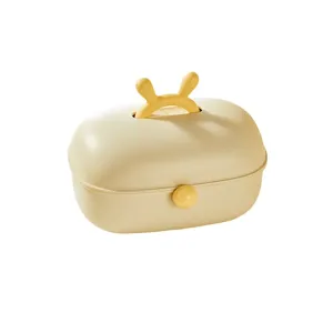 Cute cartoon rabbit ear storage box for children jewelry and hair accessories cream desktop organizer