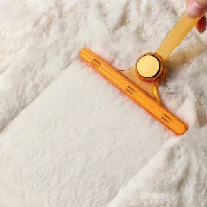 Pet hair remover brush for carpet sofa clothes, manual lint scraper and cleaner tool.