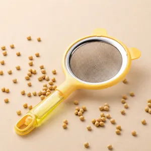 Yellow stainless steel fine mesh strainer kitchen tool for soy milk and juice filtering