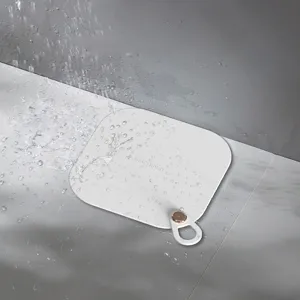 Couvercle de sol en silicone pour salle de bain, tapis de vidange anti-odeur avec anneau.