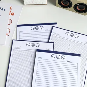 B5 Lined Grid Smiley Face Sticky Notes Minimalist Student Notebook Tearable Memo Pad Cute Office School Supplies