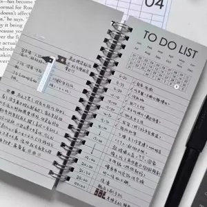 Korean style A6 slim ring planner notebook minimalist grid daily schedule diary agenda.