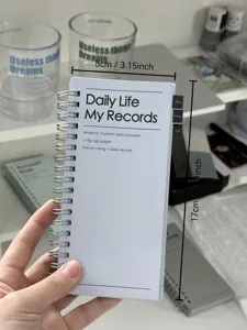 Korean style A6 slim spiral notebook with daily records, colorful special paper inner pages.