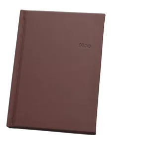 Brown A6 hardcover notebook diary journal with embossed cover text for notes writing.