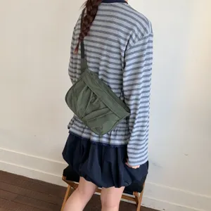 Casual canvas crossbody bag for women, lightweight simple daily shoulder bag, green commuter