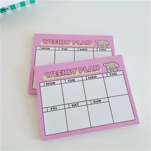 Cute pink weekly plan sticky notes with cute dog memo pad daily planner notepad stationery
