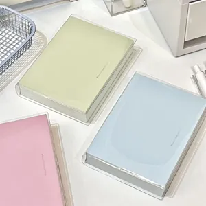Carnet de notes ligné pastel style coréen avec couverture de protection transparente.