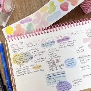 Set di note adesive per agenda in stile coreano e adesivi ad acquerello per pianificazione.