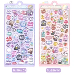 3D embossed acrylic diamond stickers, cute animal and food DIY decorative cartoon puffy stickers.