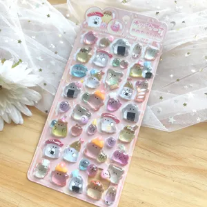 3D cute cartoon relief crystal sticker sheet for kids DIY craft rewards phone decor detail view