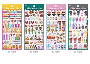 Detailed view of cute 3D dessert food foam stickers, perfect for journaling and DIY crafts.