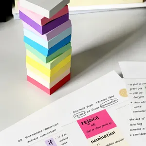 Macaron kleur notitieblokjes set, draagbare vierkante memoblaadjes voor studenten, kleurrijke index