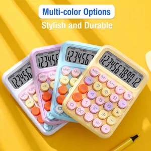 Colorful 12-digit cute calculator, portable pastel aesthetic desktop electronic tool for school.